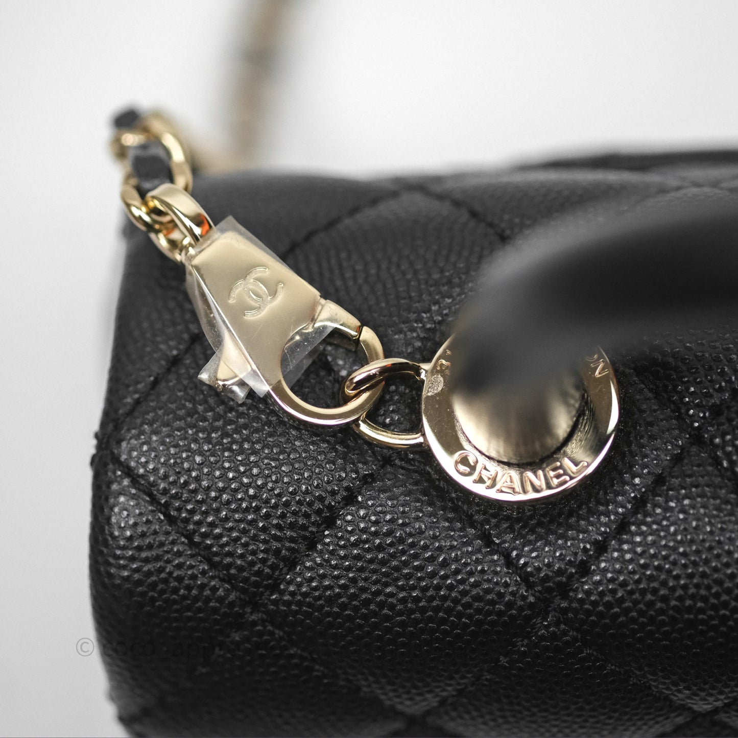 Chanel Small Coco Handle Quilted Black Caviar Gold Hardware