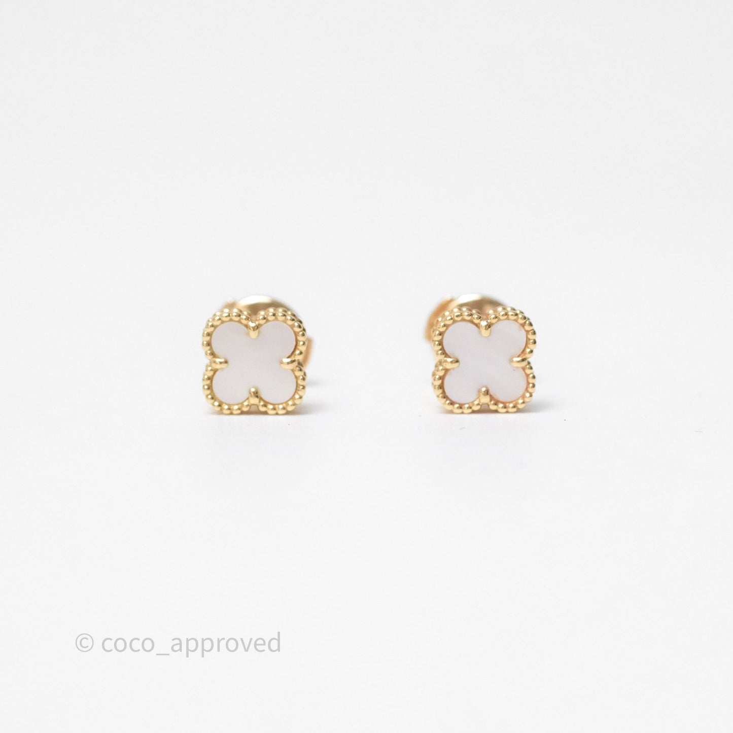 Van Cleef & Arpels Sweet Alhambra Earrings White Mother-of-pearl Yellow Gold