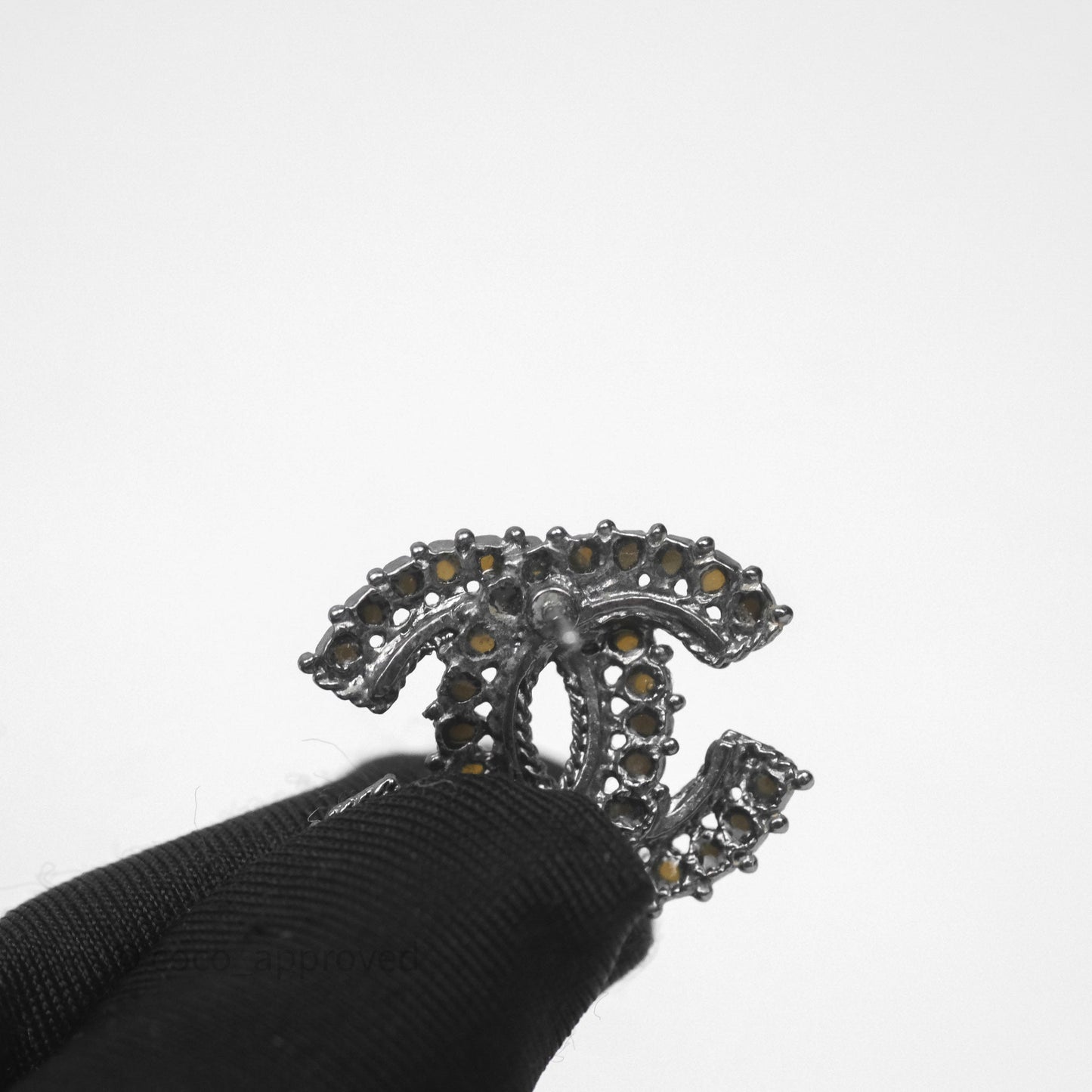 Chanel Resin Stone CC Earrings Ruthenium Hardware 14A