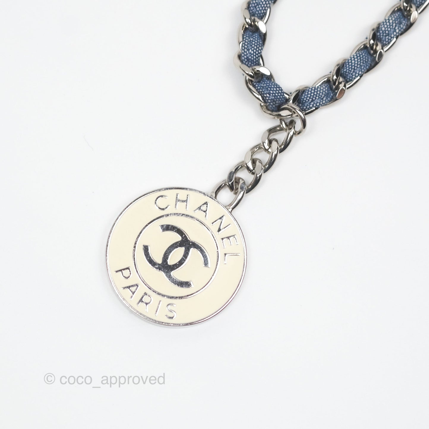 Chanel Quilted Mini Medallion Graphic Denim Blue Silver Hardware