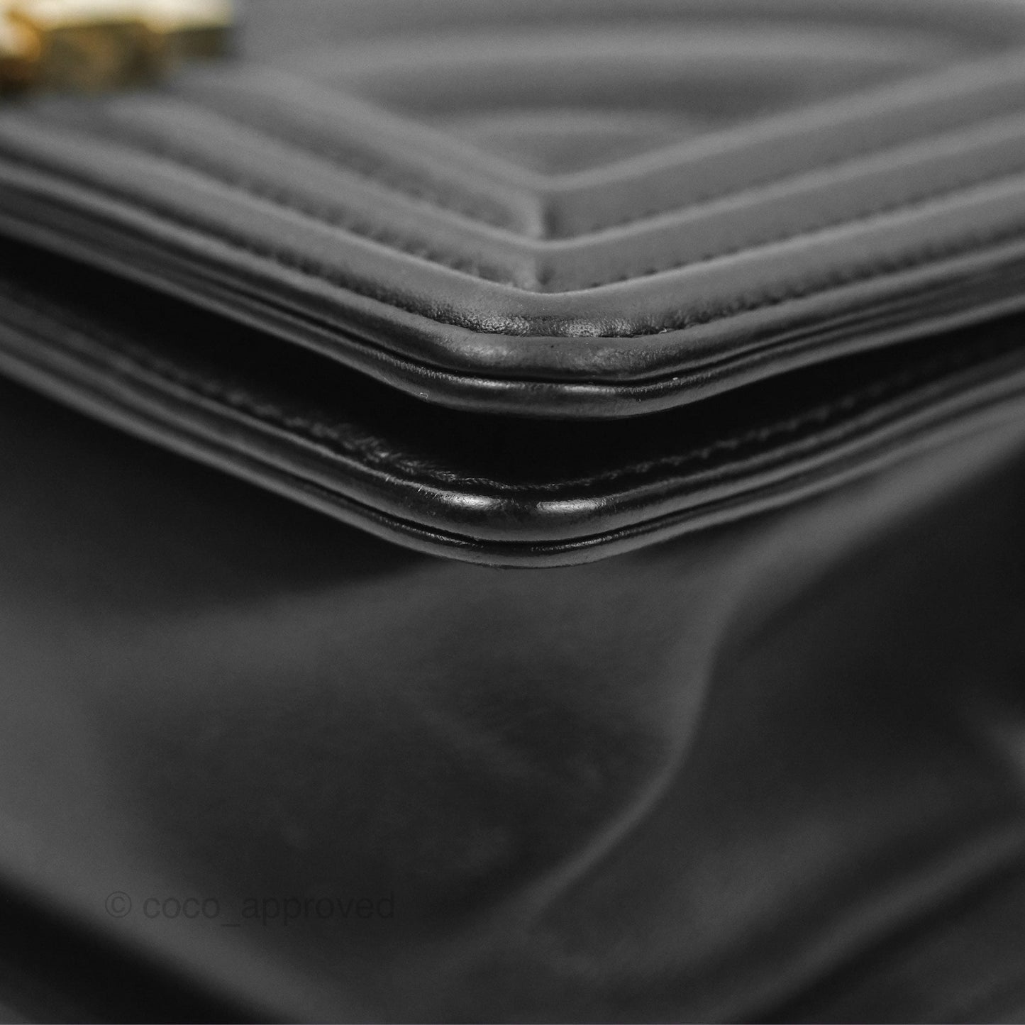 Chanel Chevron Small Boy Black Calfskin Gold Hardware