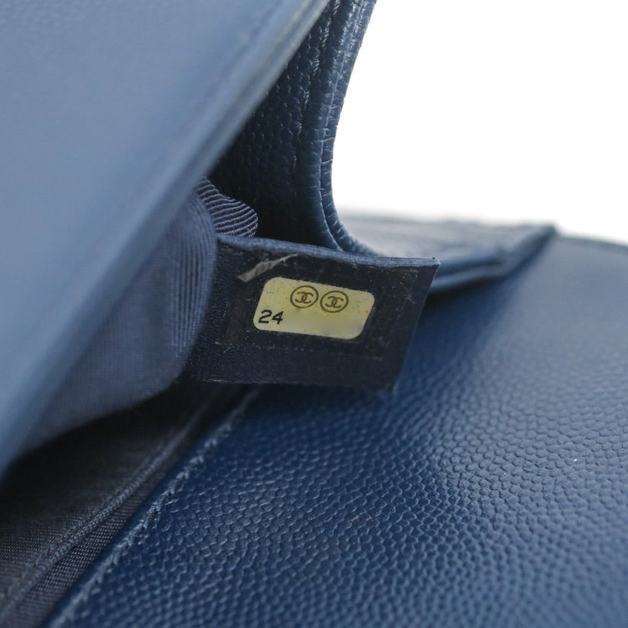 Chanel Medium Chevron Boy Navy Caviar Ruthenium Hardware