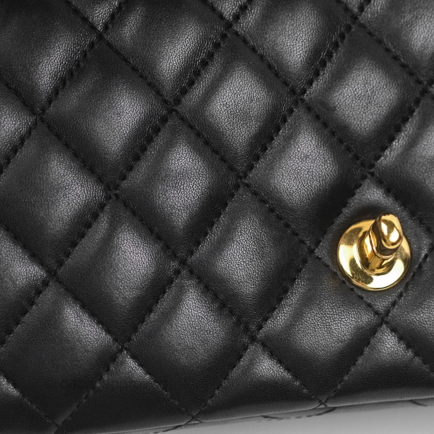 Chanel Quilted East West Flap Bag Black Lambskin Gold Hardware