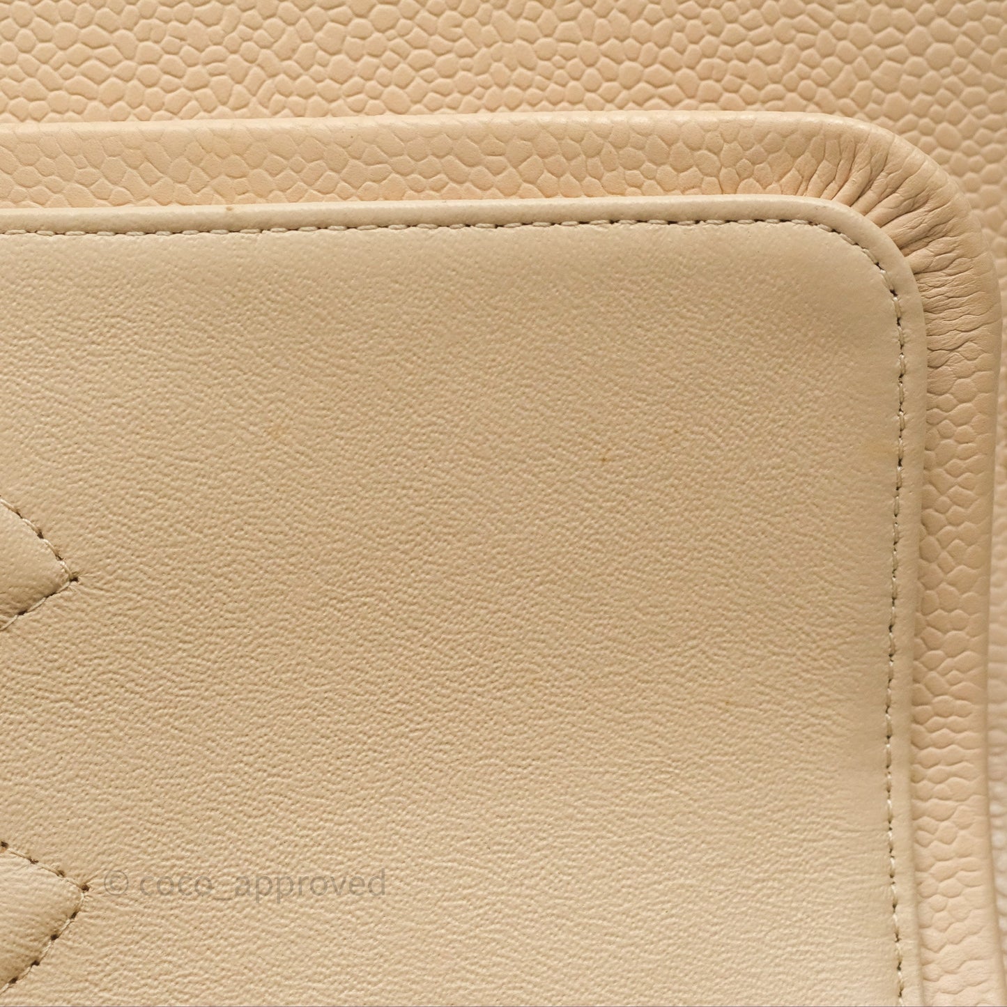 Chanel M/L Medium Classic Flap Quilted Beige Caviar Gold Hardware