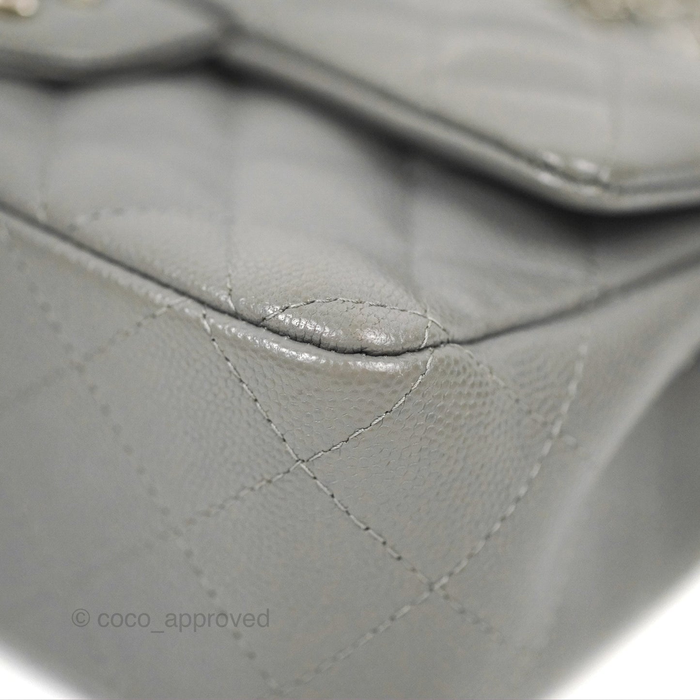 Chanel Quilted Mini Rectangular Flap Grey Caviar Silver Hardware 17B