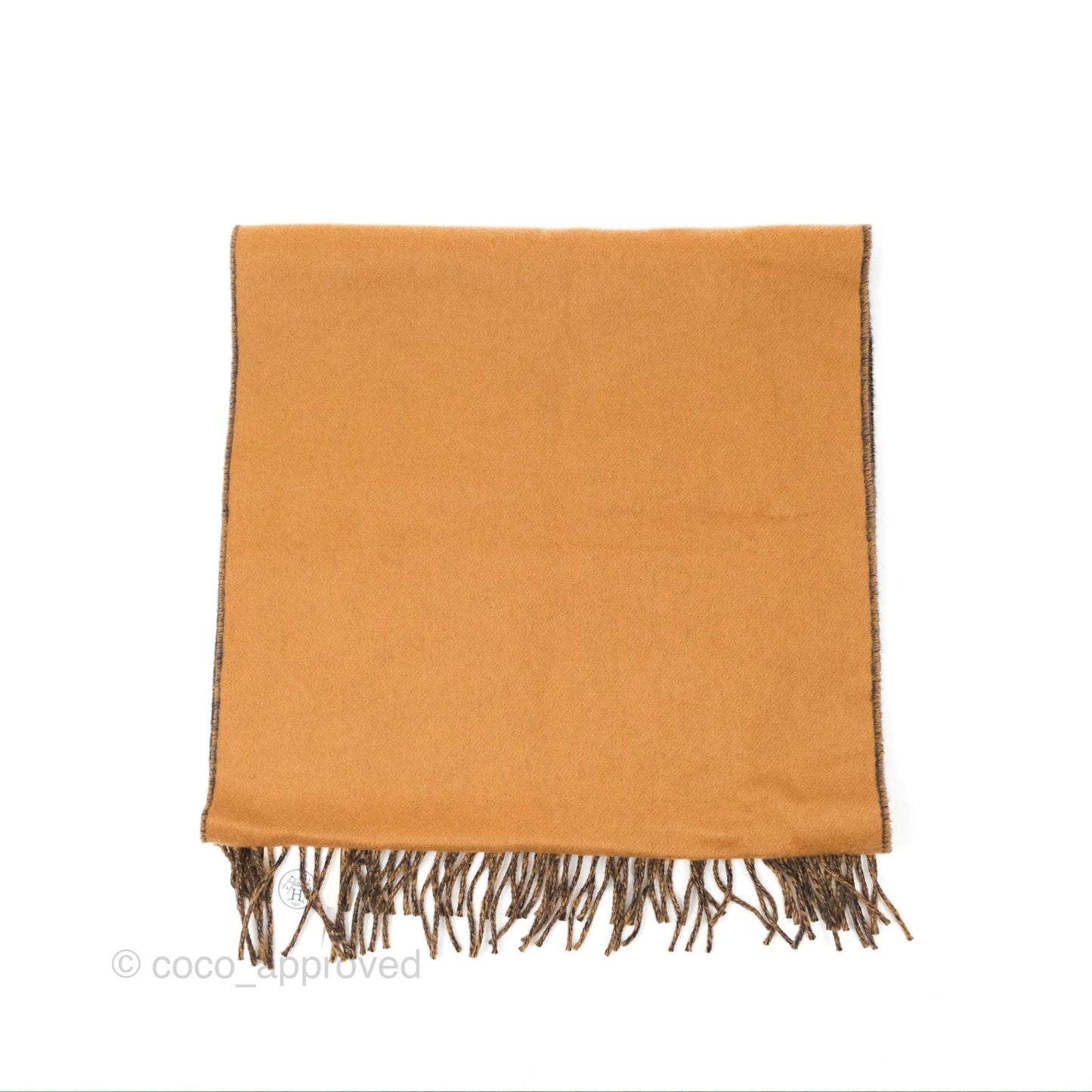 Hermès Cashmere Recto Verso Muffler Scarf Camel/ Marine