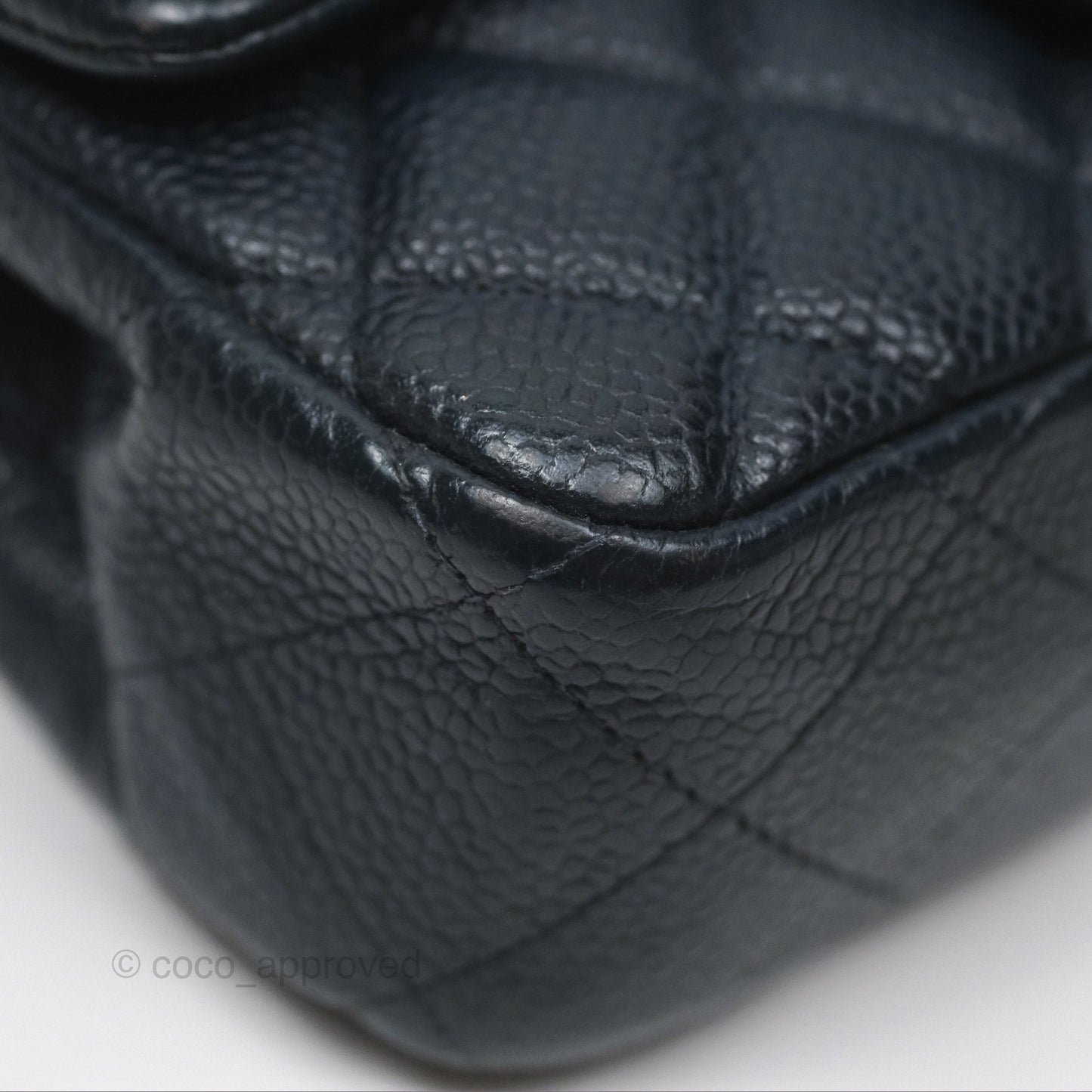 Chanel Quilted Extra Mini Rectangular Flap Dark Navy Caviar Silver Hardware