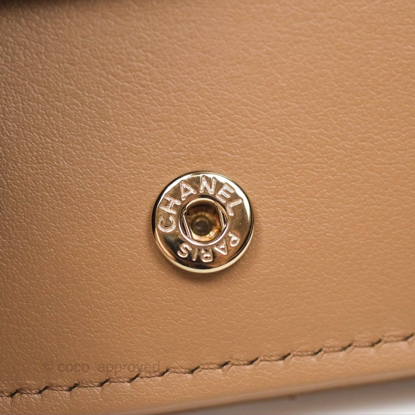 Chanel Short Wallet Beige Caviar Gold Hardware 22K