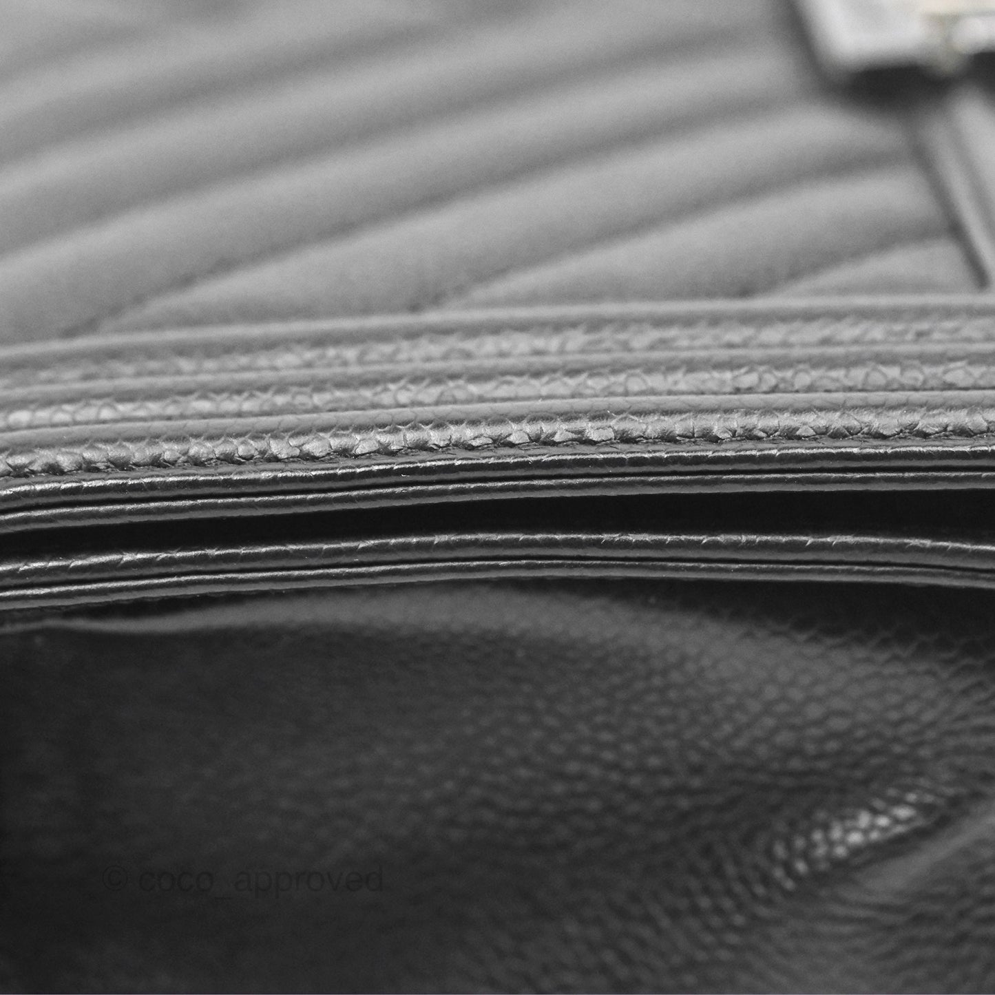 Chanel Medium Boy Chevron Black Caviar Ruthenium Hardware