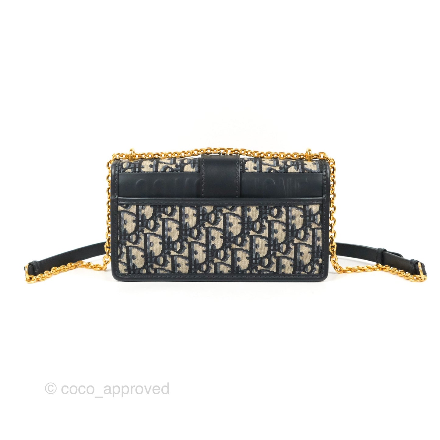 Dior 30 Montaigne East-West Bag With Chain Blue Dior Oblique Jacquard