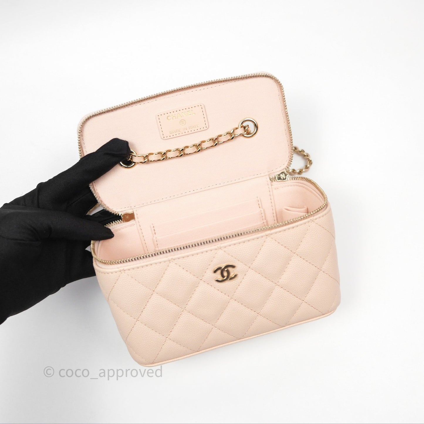 Chanel Vanity with Classic Chain Light Beige Caviar Gold Hardware