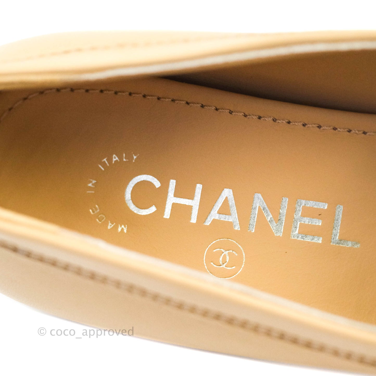 Chanel CC Beige Loafers Size 38