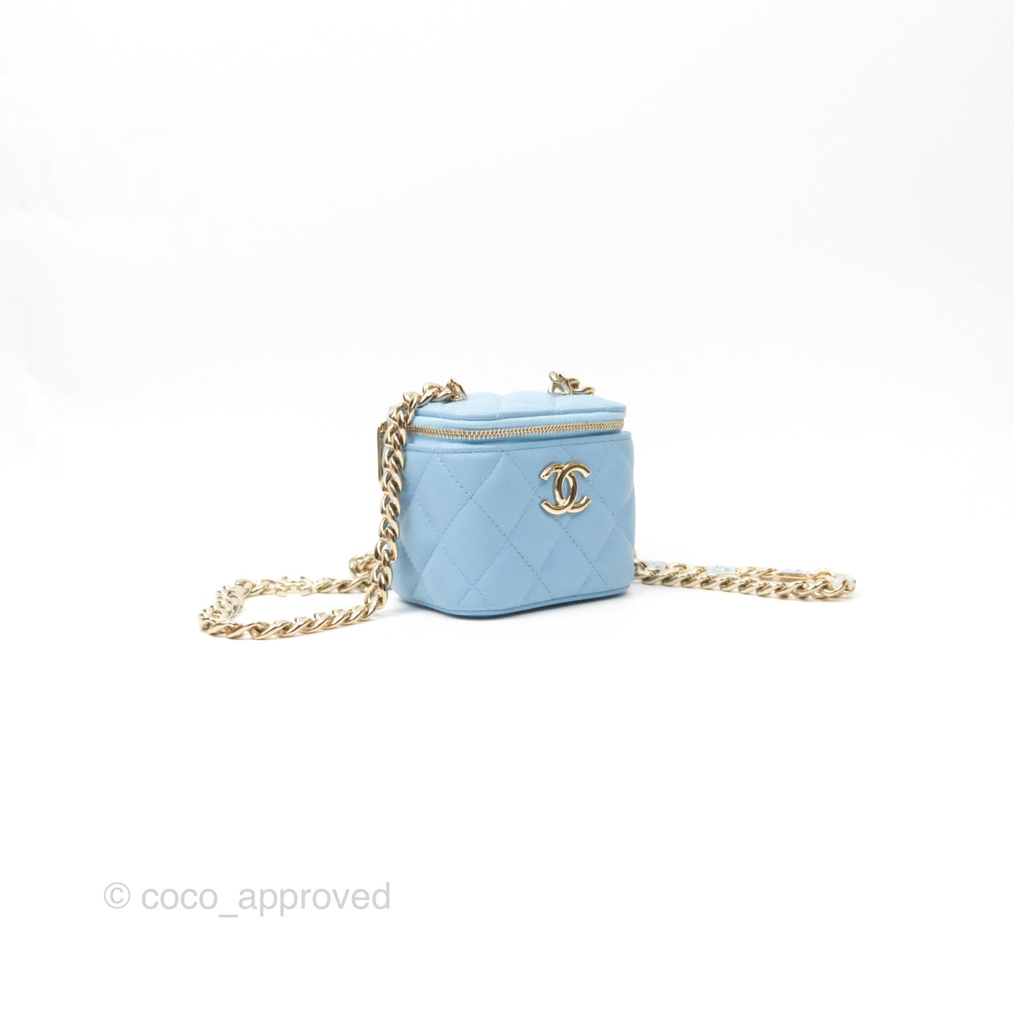 Chanel Mini Vanity Coco Chain Blue Lambskin Gold Hardware