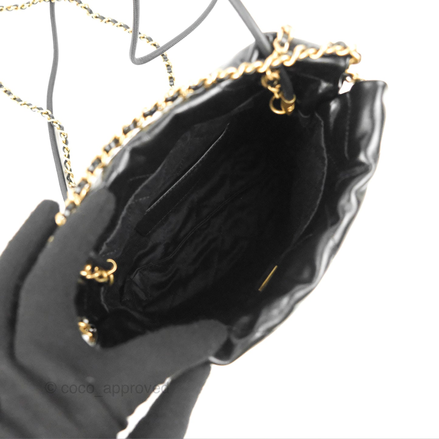 Chanel 22 Mini Bag Black Crumpled Calfskin