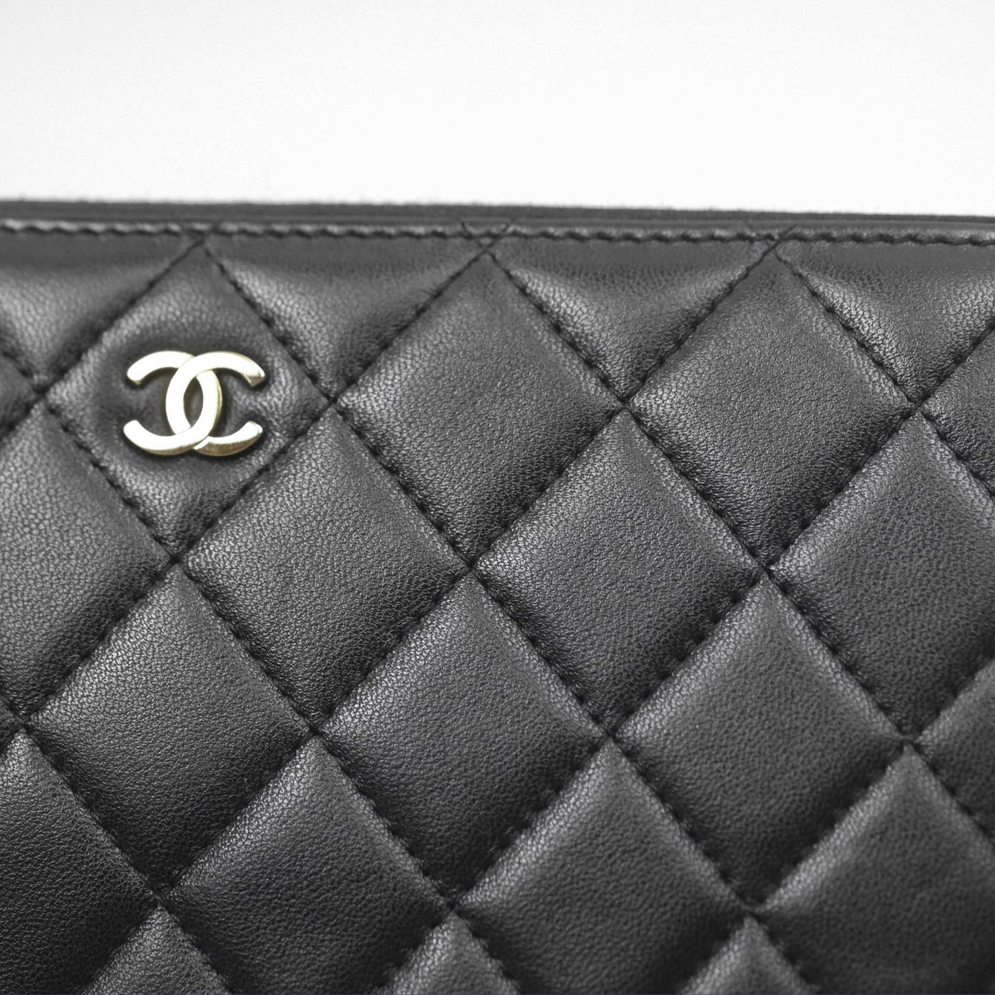 Chanel Zip Around Organiser Wallet Black Lambskin Gold Hardware