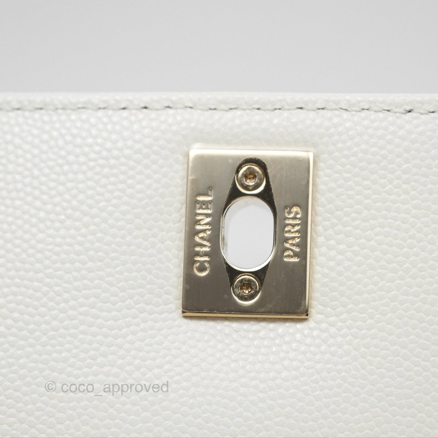 Chanel Mini Coco Handle White Caviar Gold Hardware