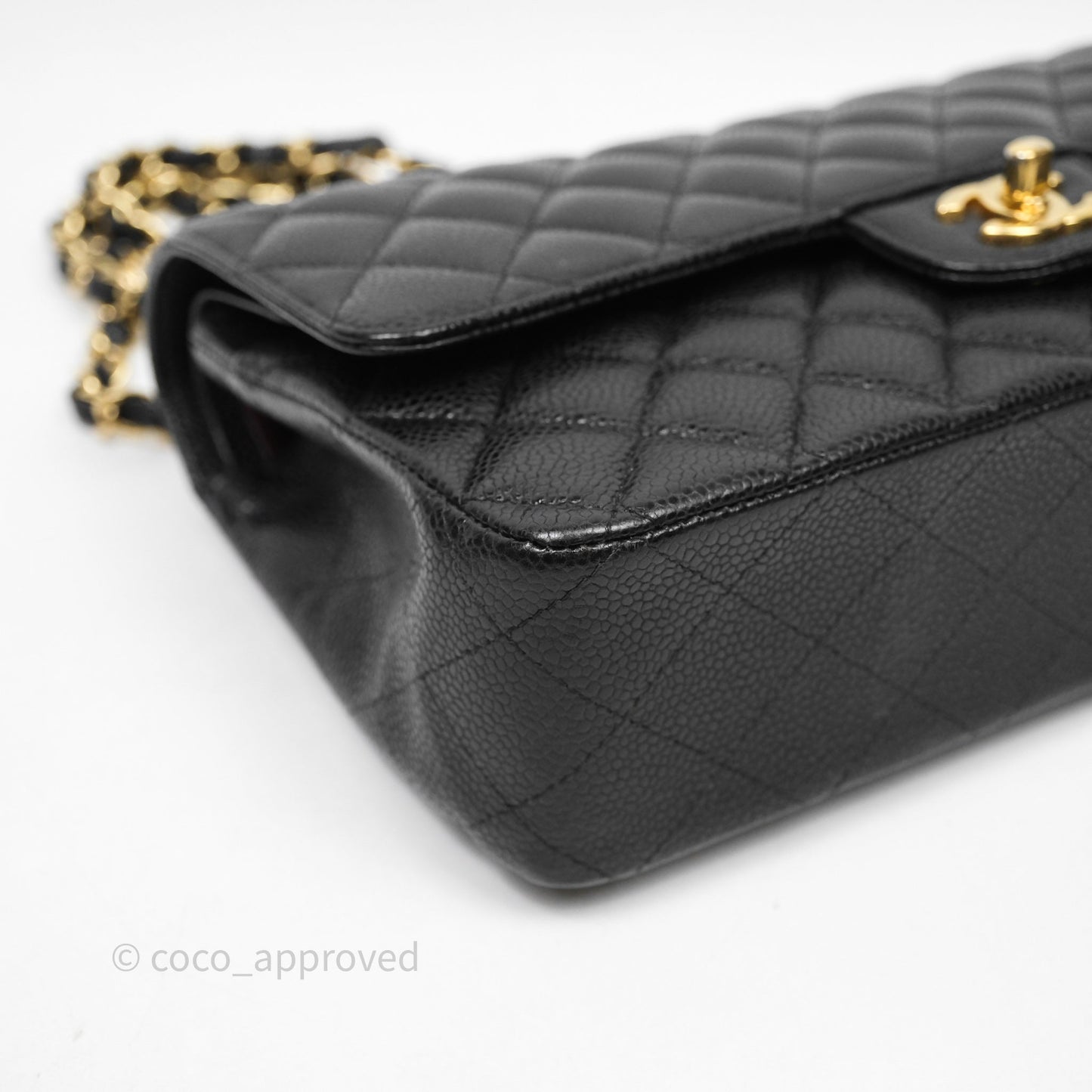 Chanel Classic M/L Medium Flap Quilted Black Caviar Gold Hardware