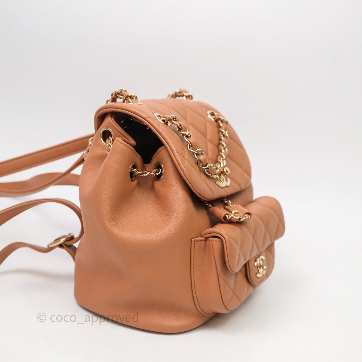 Chanel Small Duma Drawstring Backpack Camel Calfskin