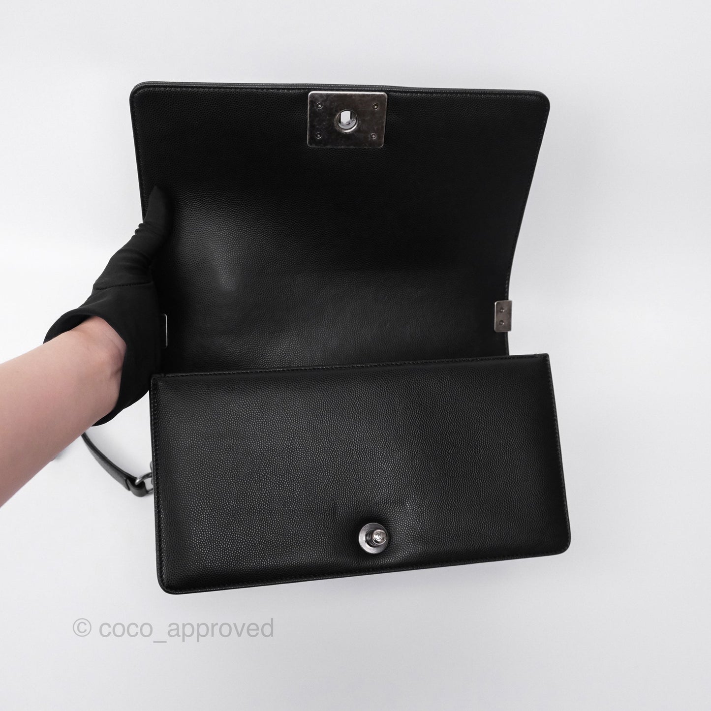 Chanel Medium Boy Quilted Black Caviar Ruthenium Hardware