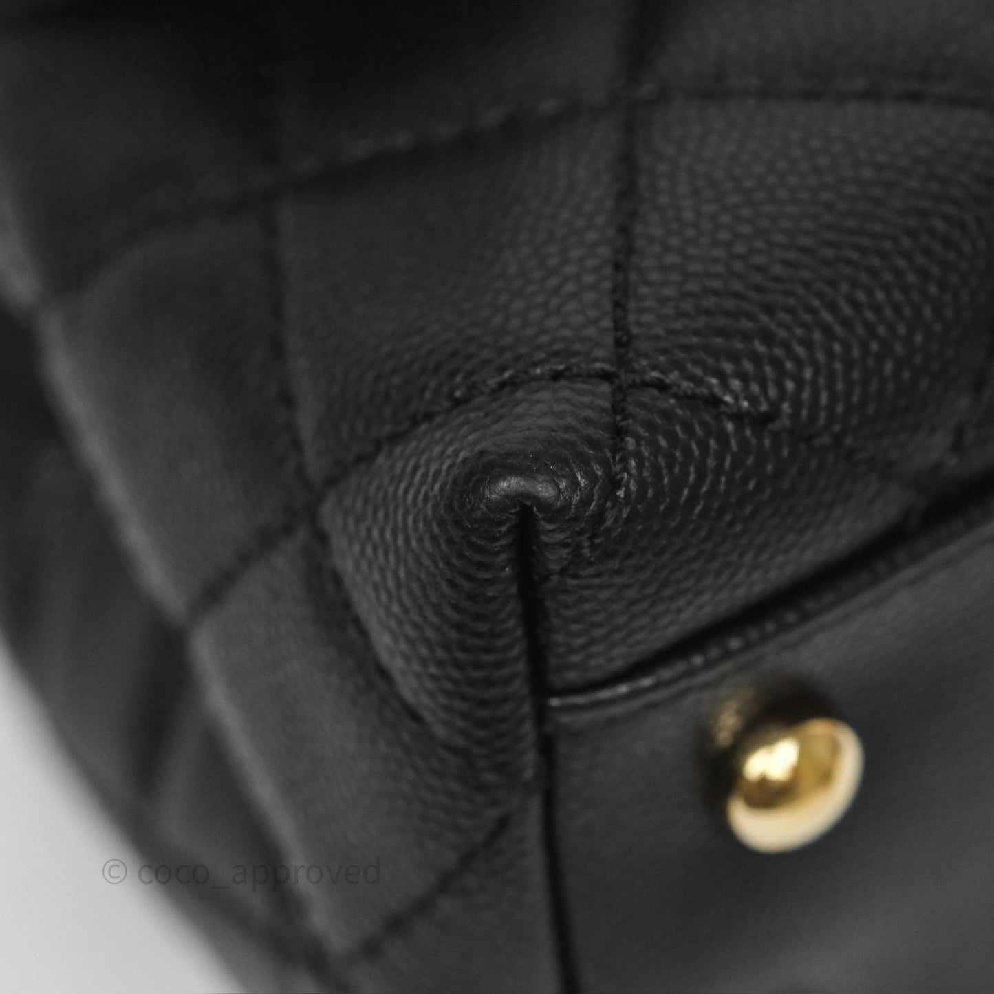 Chanel Small Coco Handle Quilted Black Caviar Gold Hardware Lizard Handle