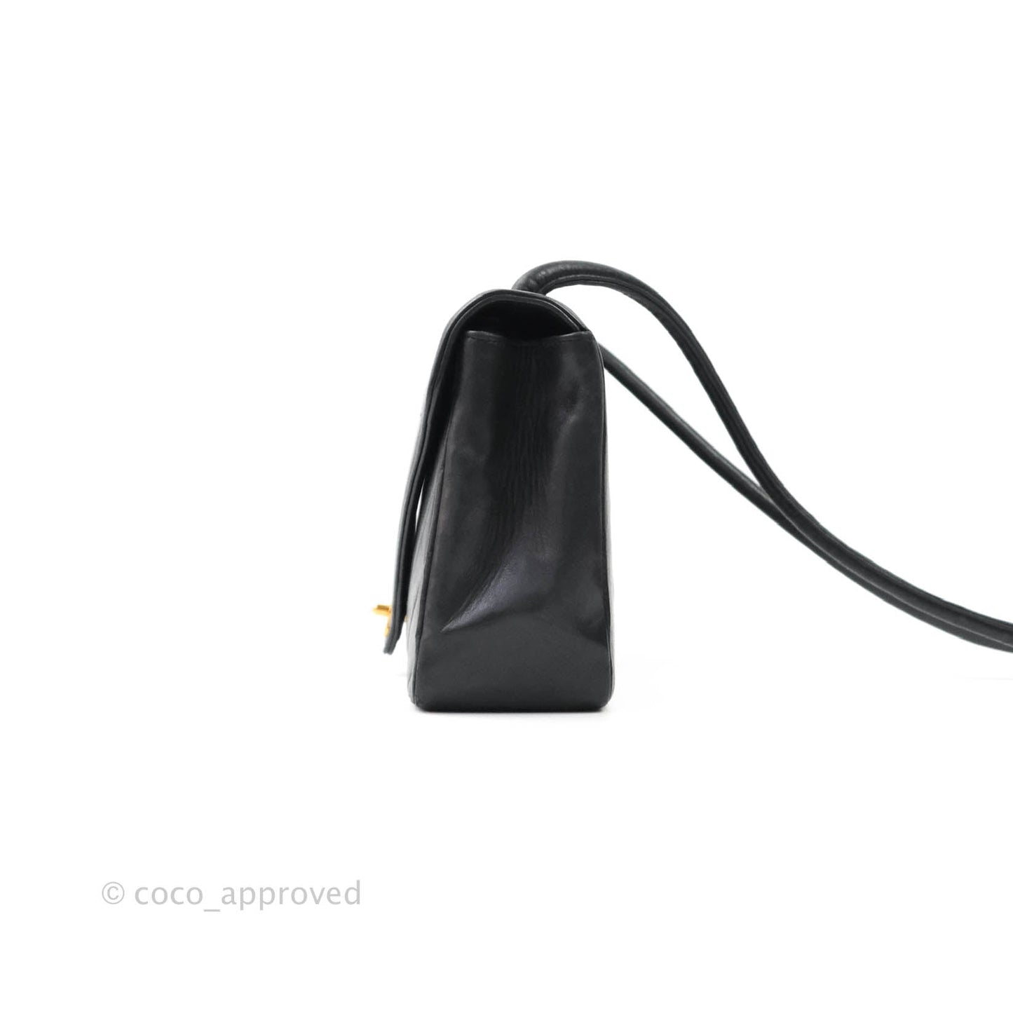 Chanel Vintage Chevron Black Single Flap Lambskin 24K Gold Hardware