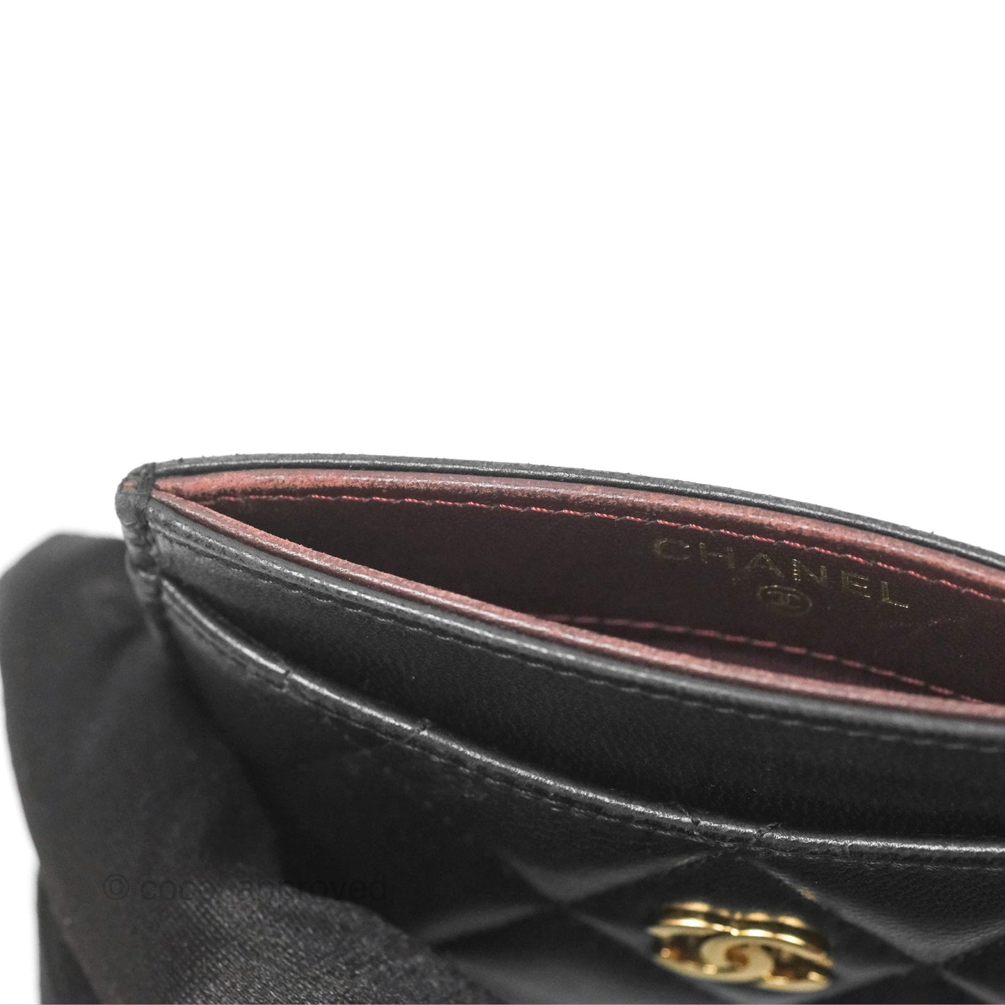 Chanel Classic Flat Card Holder Black Lambskin Gold Hardware