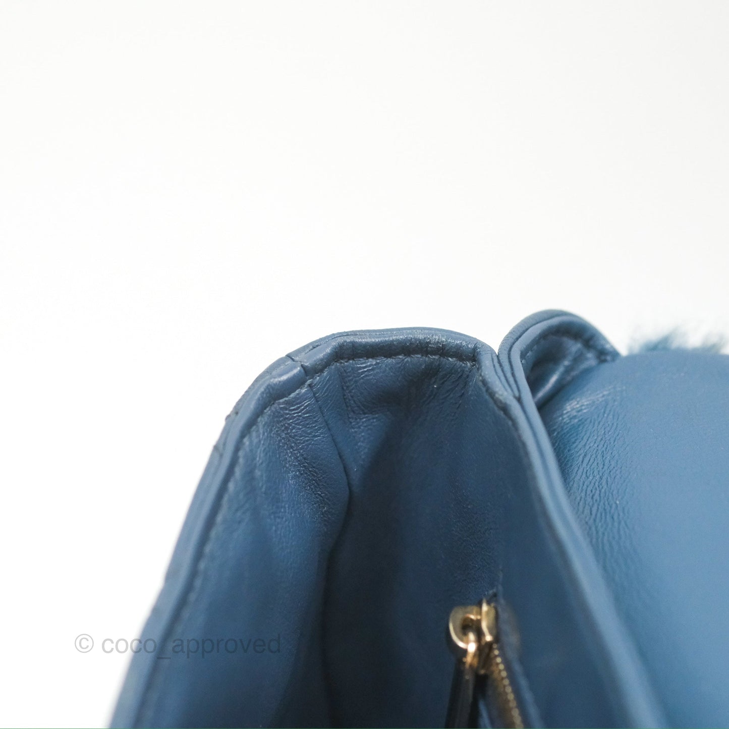 Chanel Top Handle Bag Green Blue Orylag Fur 17A