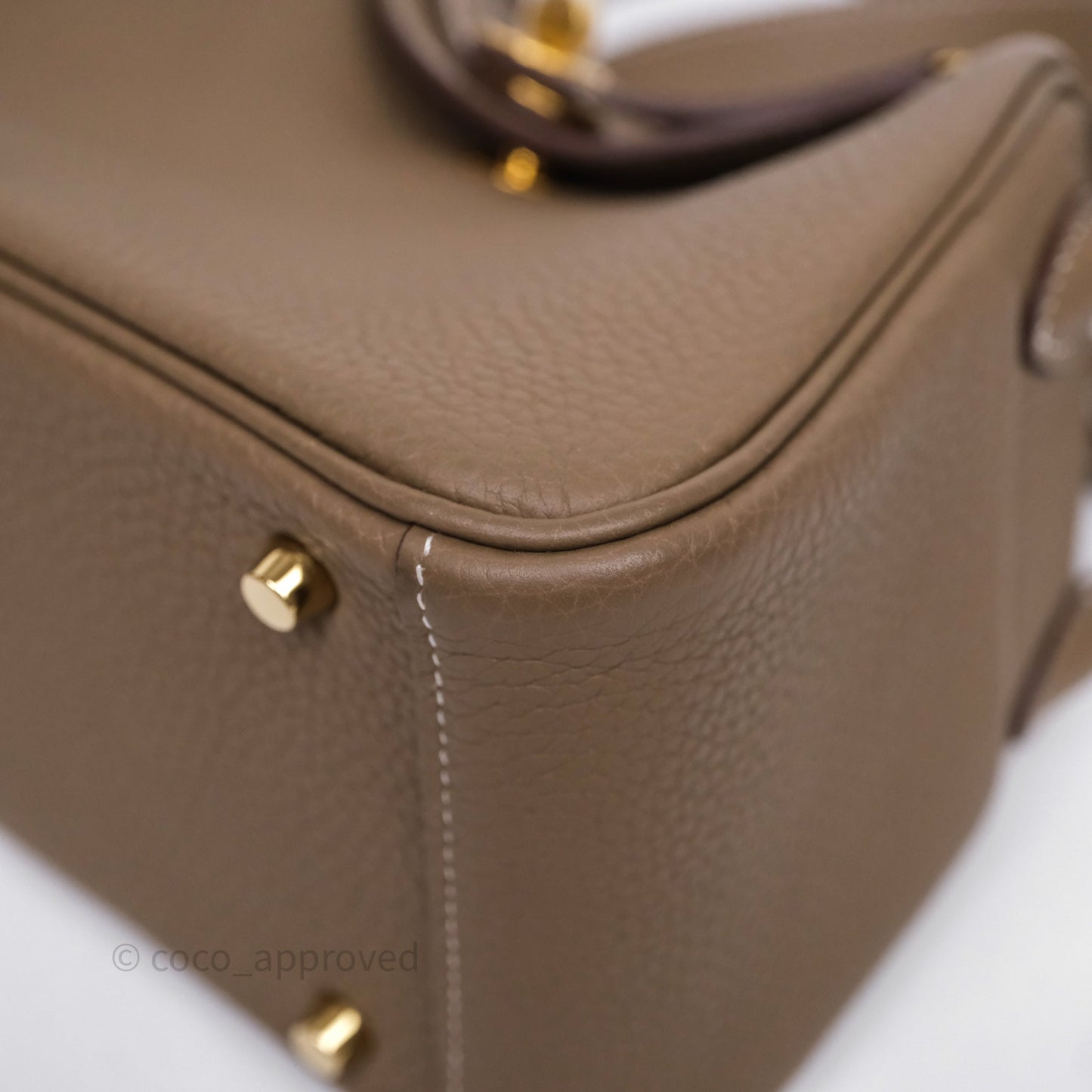 Hermès Mini Lindy 20 Etoupe 18 Clemence Gold Hardware