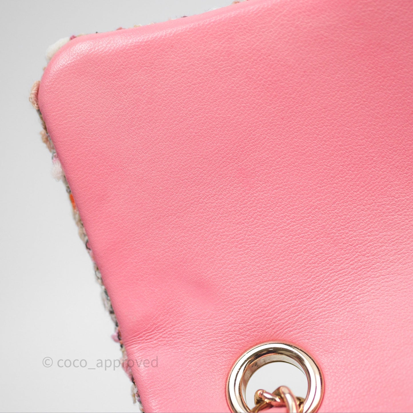 Chanel Mini Rectangular Flap Pink Tweed Braid Gold Hardware