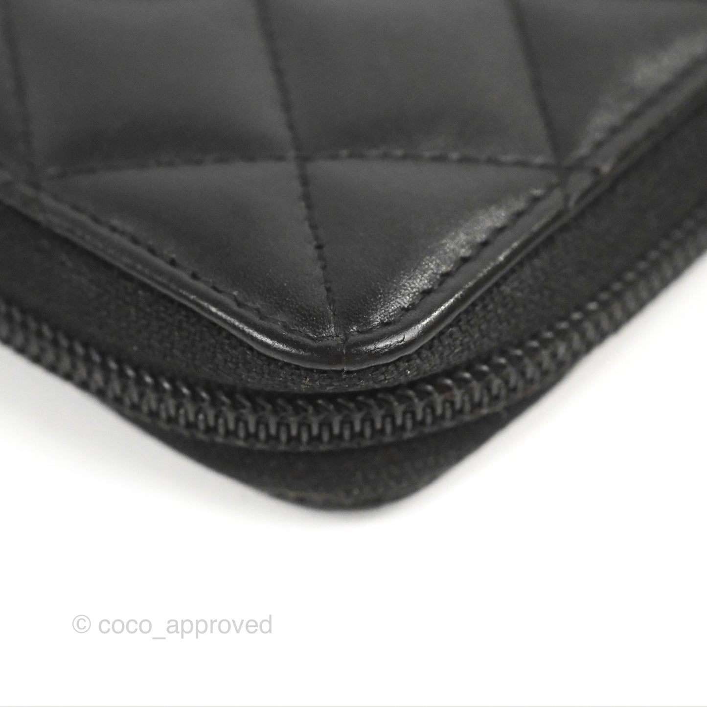 Chanel Quilted Cambon Yen Zip Long Wallet Black Calfskin Silver Hardware