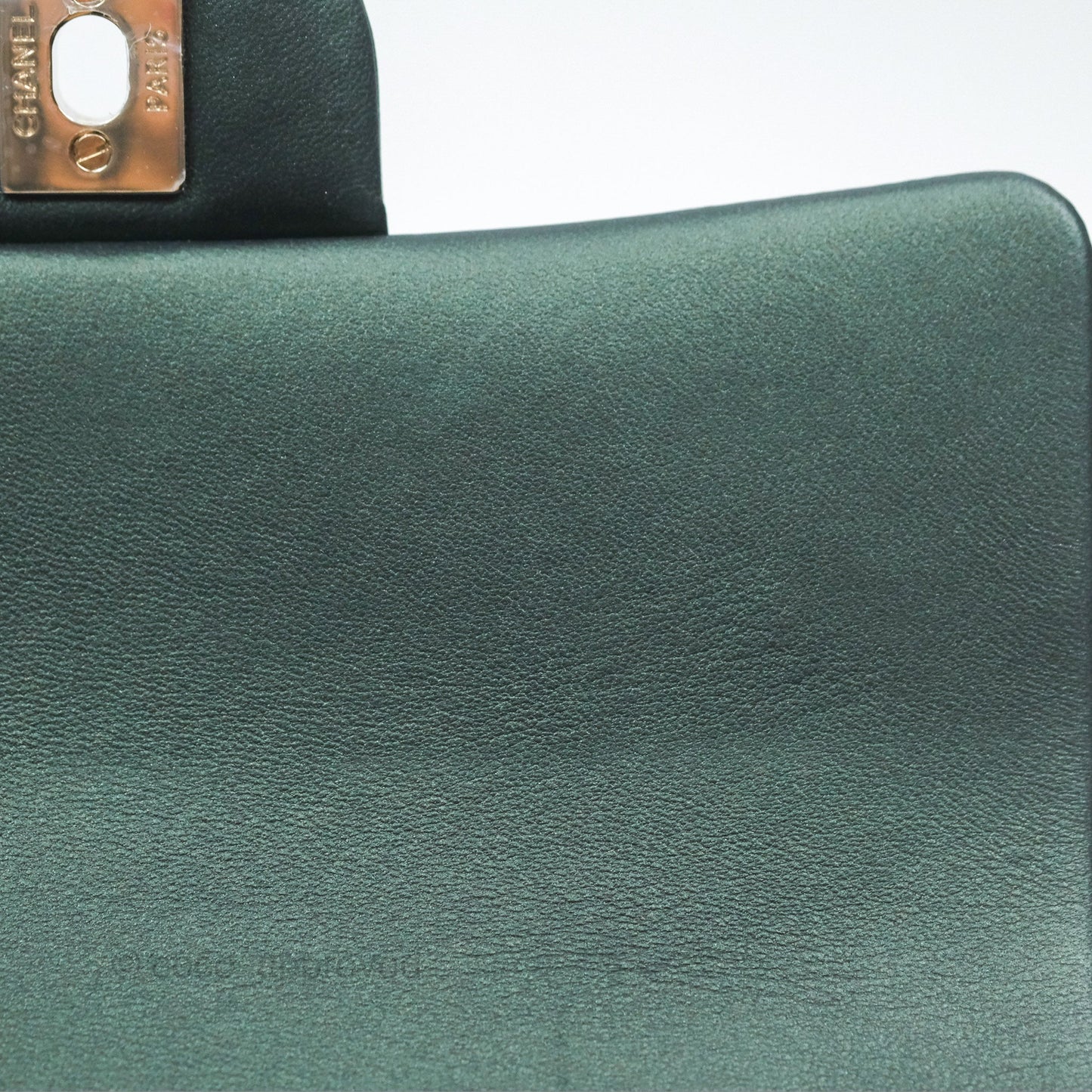 Chanel Top Handle Mini Rectangular Flap Bag Iridescent Dark Green Lambskin Gold Hardware