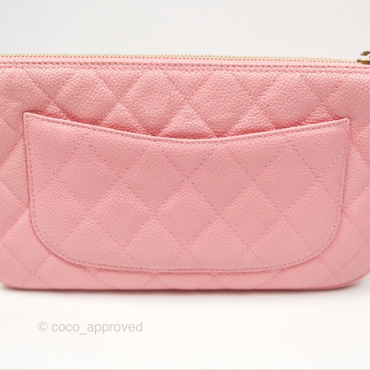 Chanel Vintage CC Quilted Shoulder Bag Pink Caviar Gold Hardware