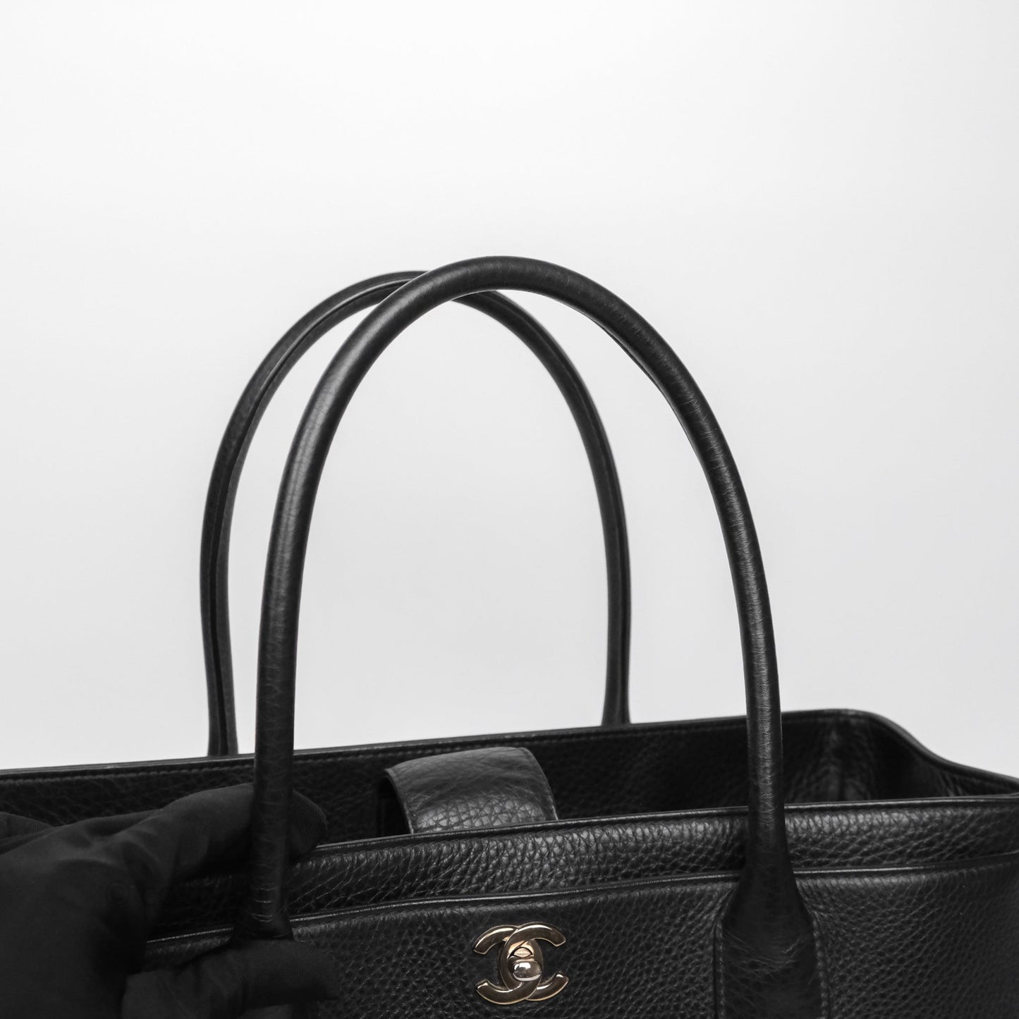 Chanel Executive Tote Bag Black Grained Calfskin Silver Hardware