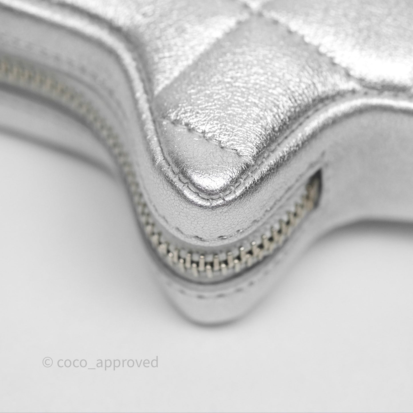 Chanel Star Coin Purse Metallic Silver Lambskin Silver Hardware