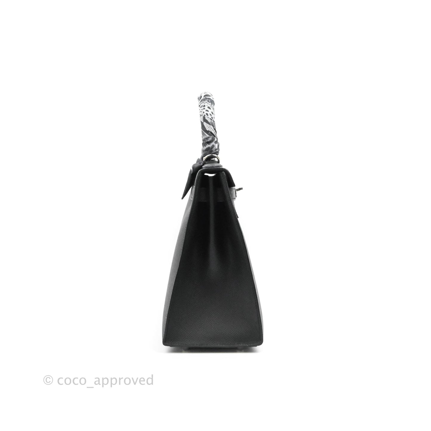 Hermès Kelly 28 Sellier Black Epsom Palladium Hardware