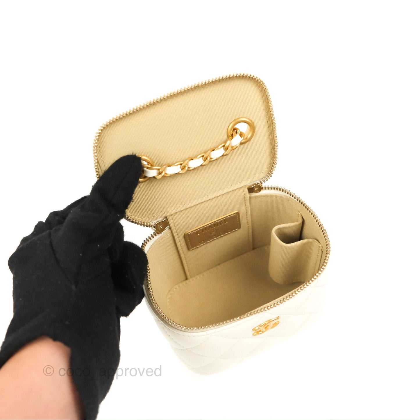 Chanel Mini Pearl Crush Vanity With Chain White Gold Hardware