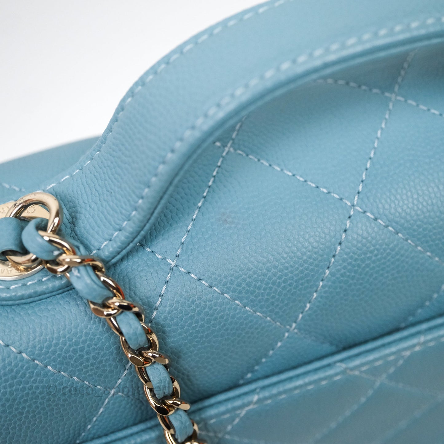 Chanel Small Quilted Business Affinity Flap Caviar Blue Gold Hardware