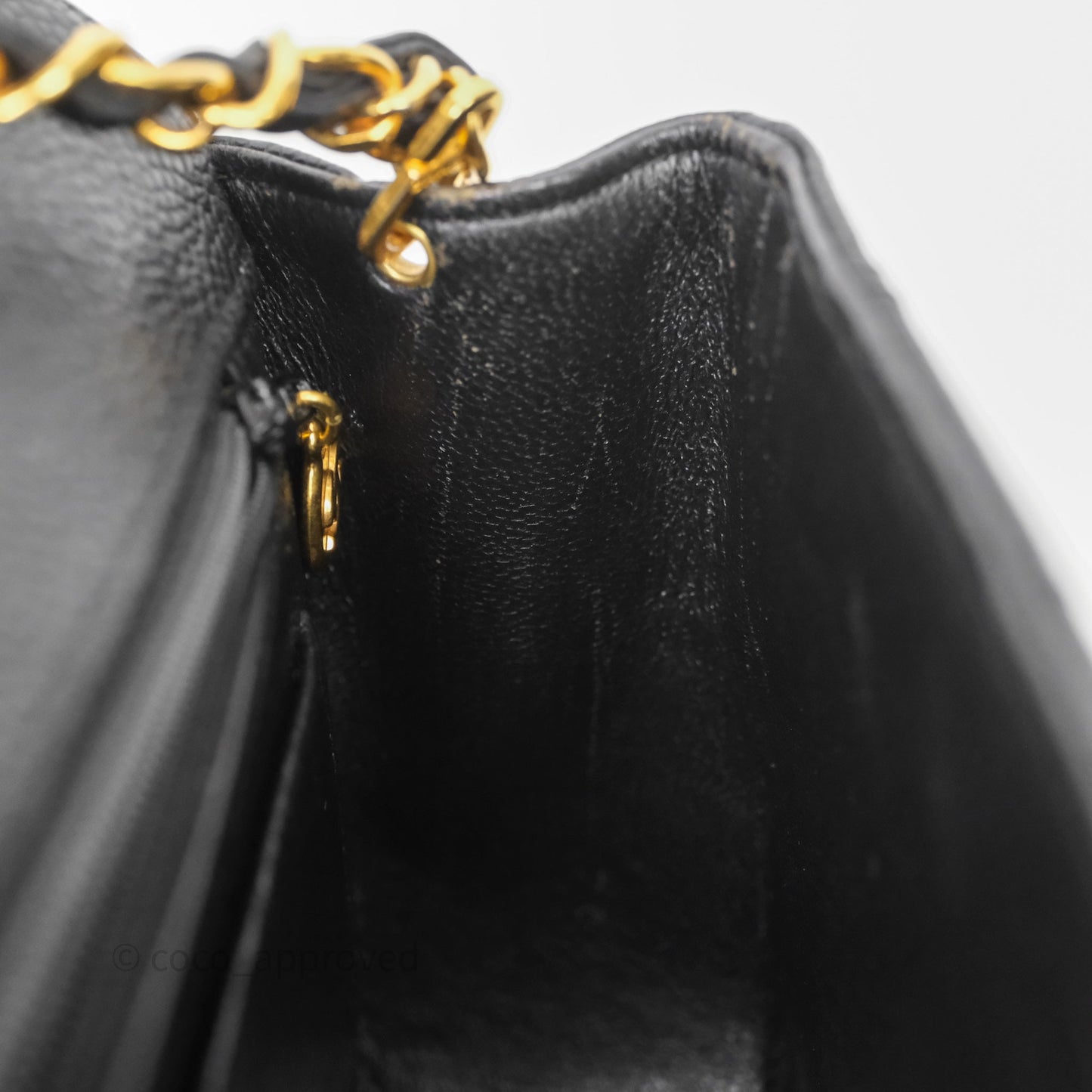 Chanel Vintage Small Classic Diana Flap Bag Black Caviar 24K Gold Hardware