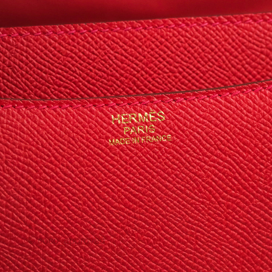 Hermès Constance 24 Rouge Casaque Epsom Gold Hardware