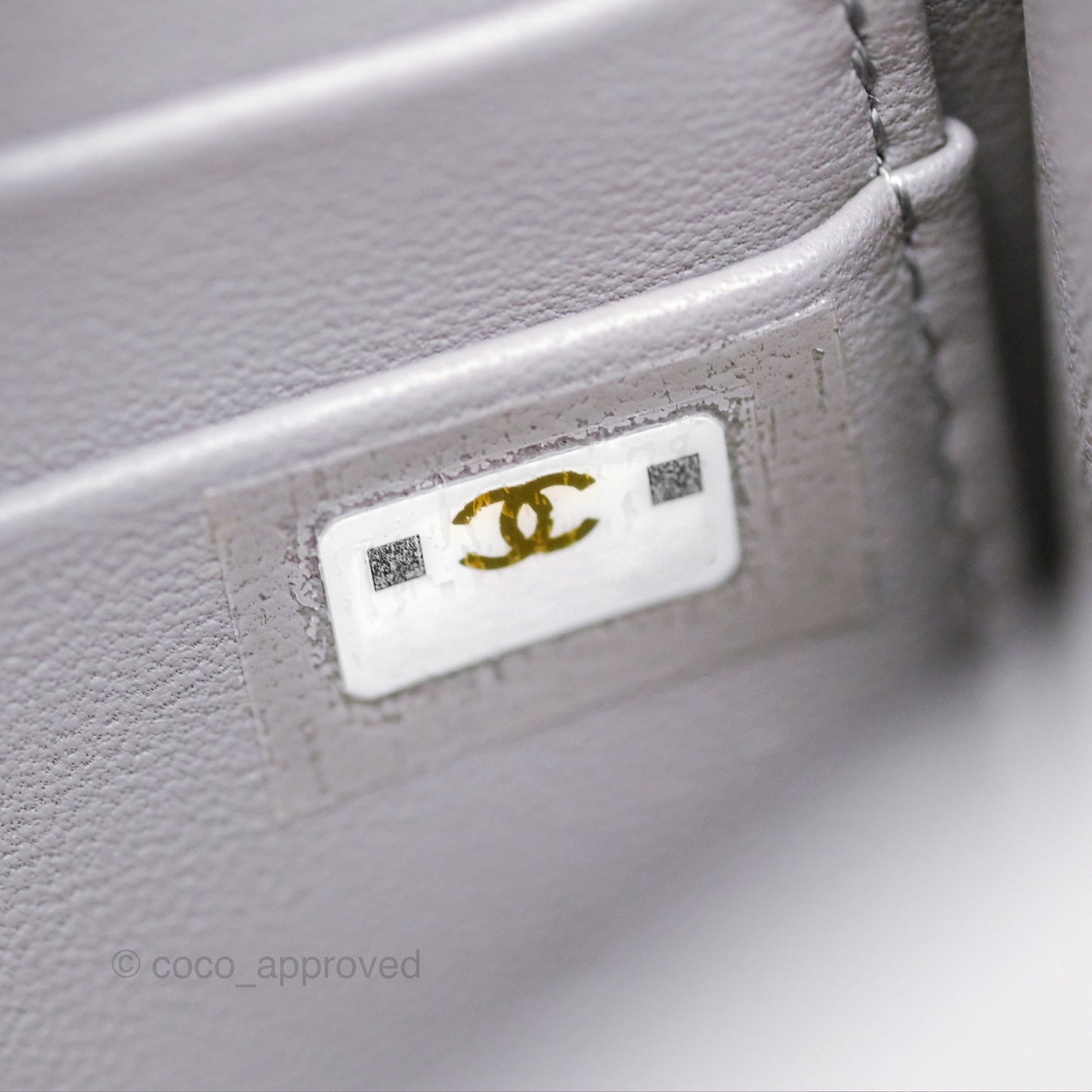 Chanel Mini Metal Handle Clutch With Chain Grey Lambskin Gold Hardware