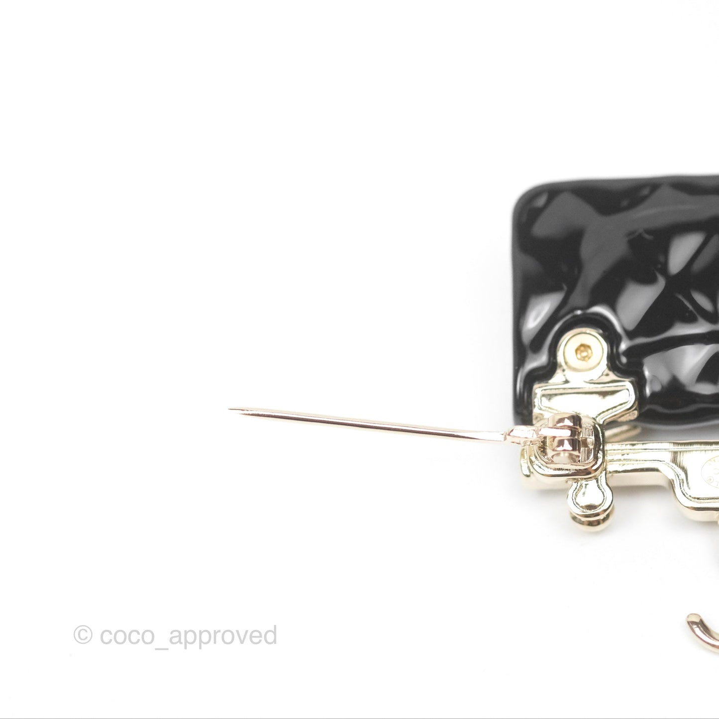 Chanel Black Classic Flap Hanger Brooch Gold Tone 23C