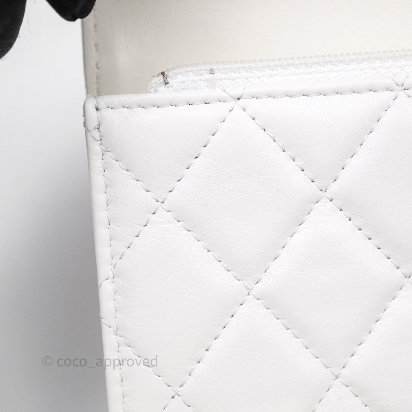 Chanel Mini Wallet On Large Pearl Chain WOC Quilted White Lambskin Gold Hardware