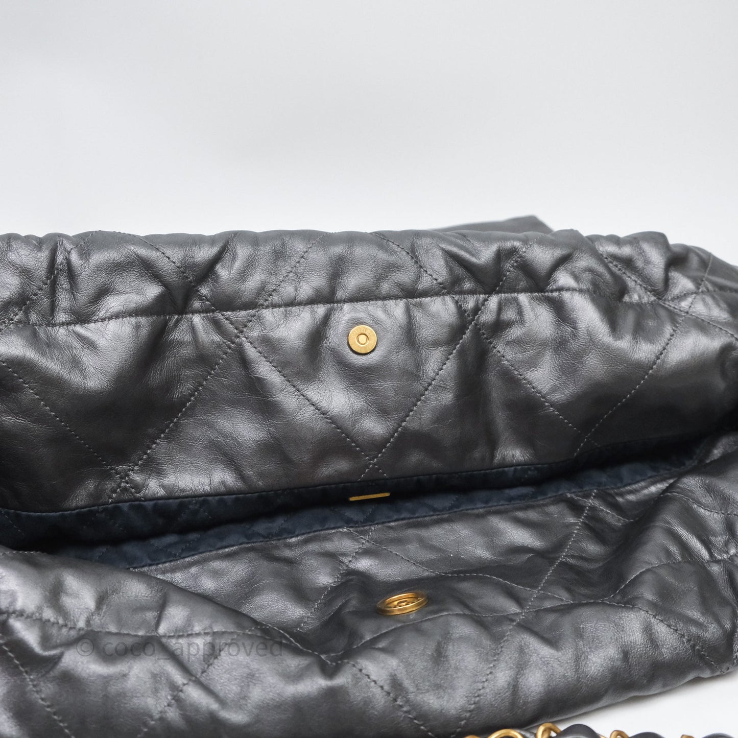 Chanel 22 Bag Medium Dark Grey Calfskin Gold Hardware
