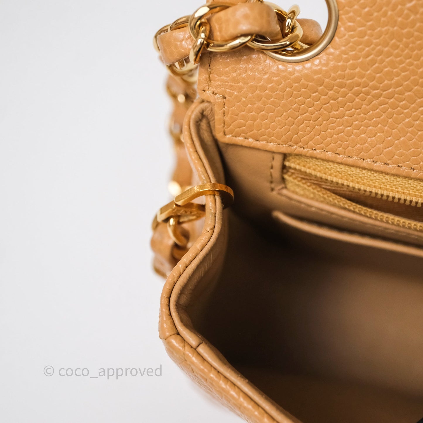 Chanel Vintage Mini Square Beige Caviar Gold Hardware