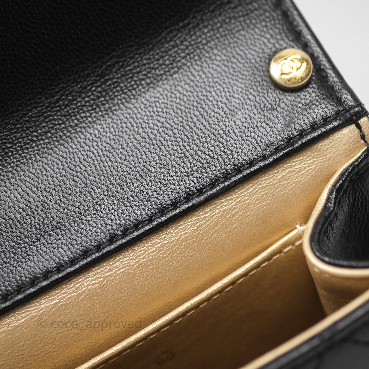 Chanel Quilted Chic Logo Pearls Flap Black Goatskin Aged Gold Hardware