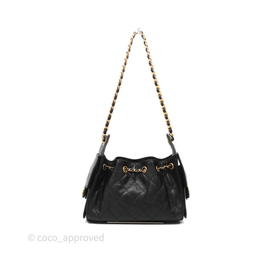 Chanel 25 Mini Black Caviar Aged Gold Hardware