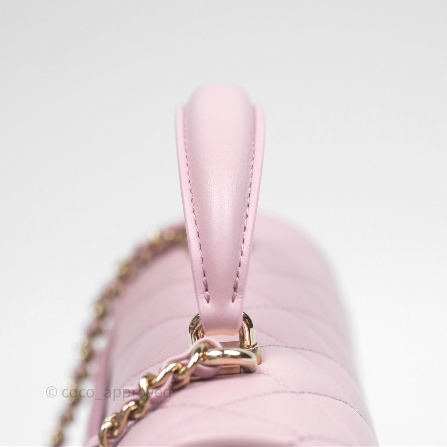 Chanel Top Handle Mini Rectangular Flap Pink Lambskin Gold Hardware