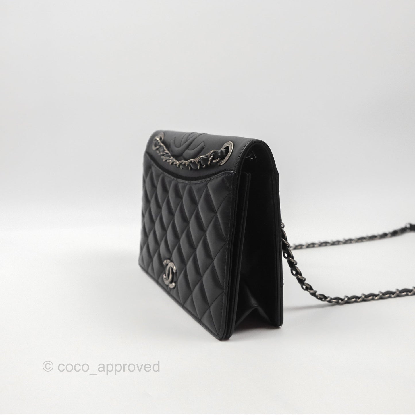 Chanel Quilted Ballerina Small Flap Bag Black Lambskin Ruthenium Hardware
