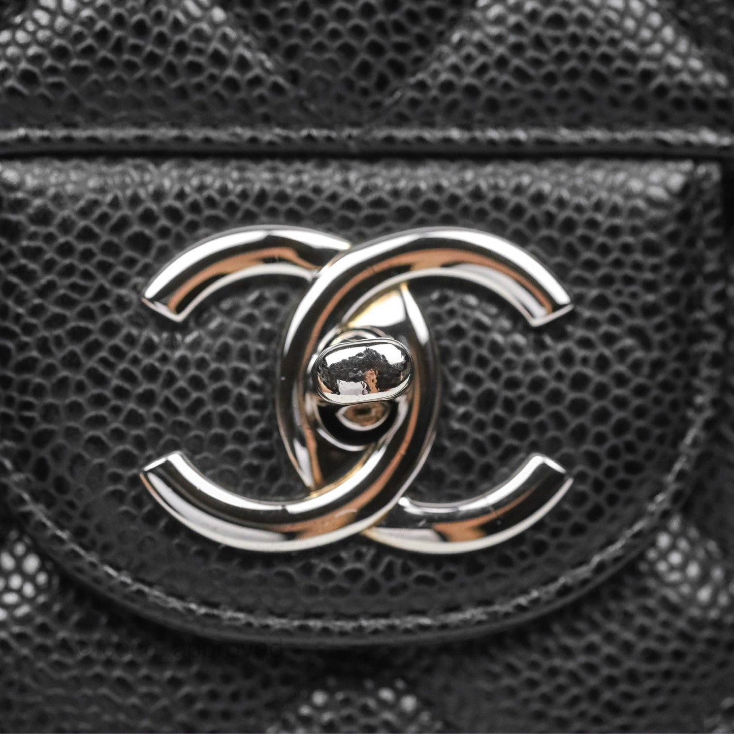 Chanel Quilted Maxi Double Flap Black Caviar Silver Hardware