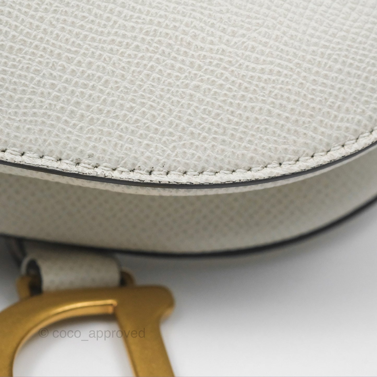 Christian Dior Mini Saddle Bag White Grained Calfskin Gold Hardware